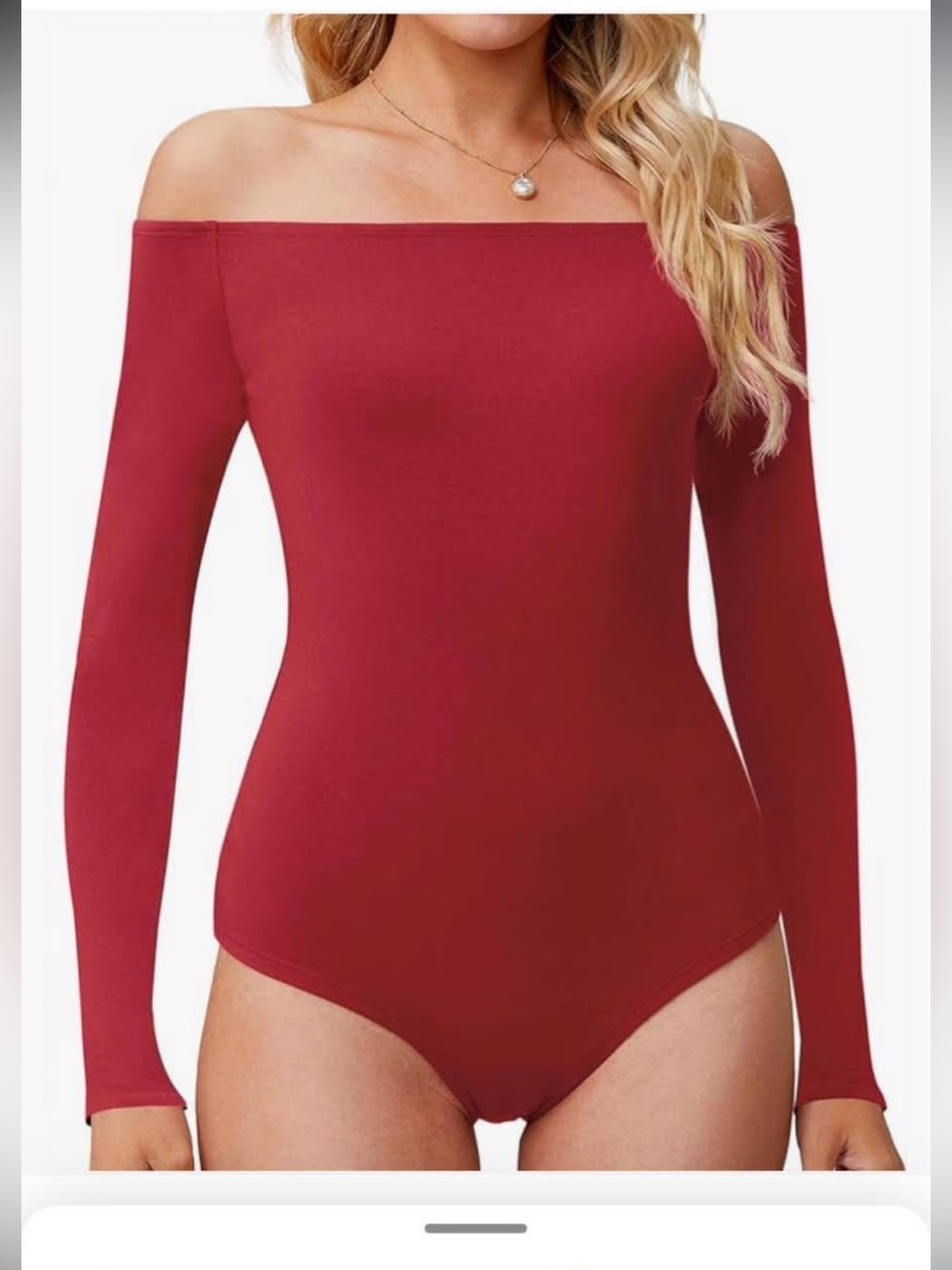 Off-Shoulder Long Sleeve Burgundy Women’s Swim Bodysuit